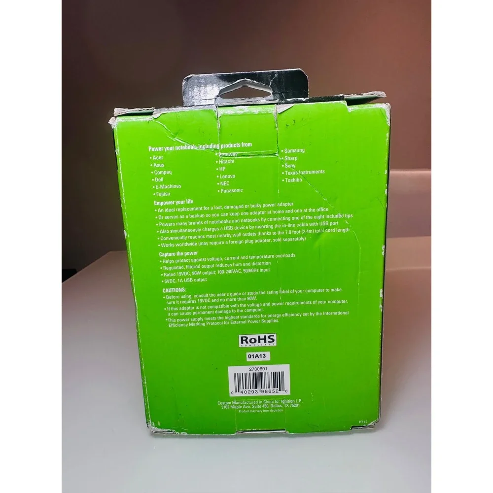 Enercell 90W Slim AC Universal Laptop Power Supply 19V 2730691 with 8 Tips USB